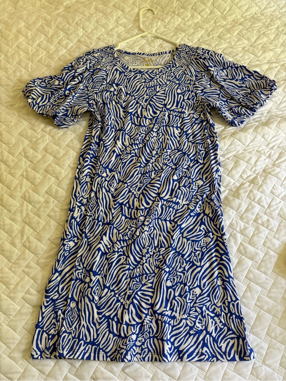 Lilly Pulitzer Blue and White Abstract-Print Midi Dress
